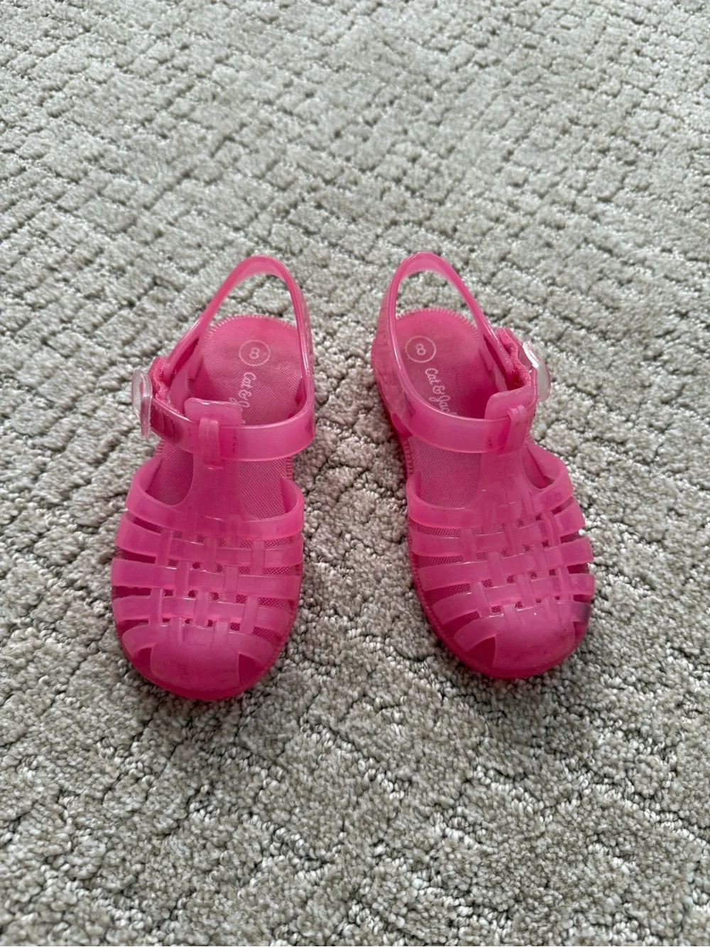 Cat & Jack Bright Pink Jelly Sandals with Ankle Strap